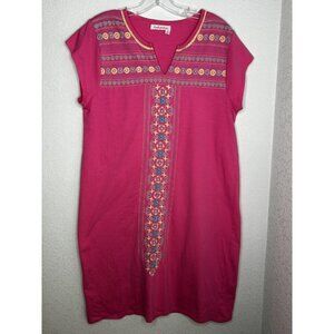 Fresh Produce Dress Womens Medium Pink Embroidered Boho Beachy Tunic Cruise